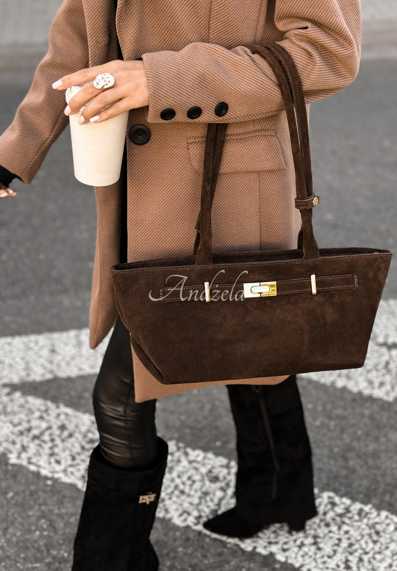 Wildlederhandtasche That Thought Schokoladenbraun