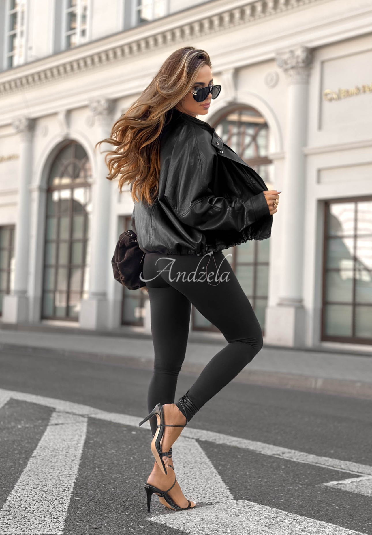 Bikerjacke aus Leder Pause The Day Schwarz