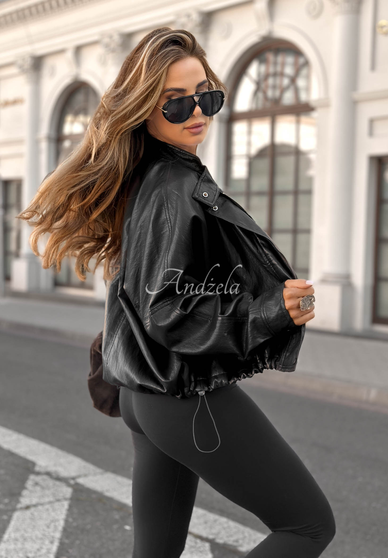 Bikerjacke aus Leder Pause The Day Schwarz