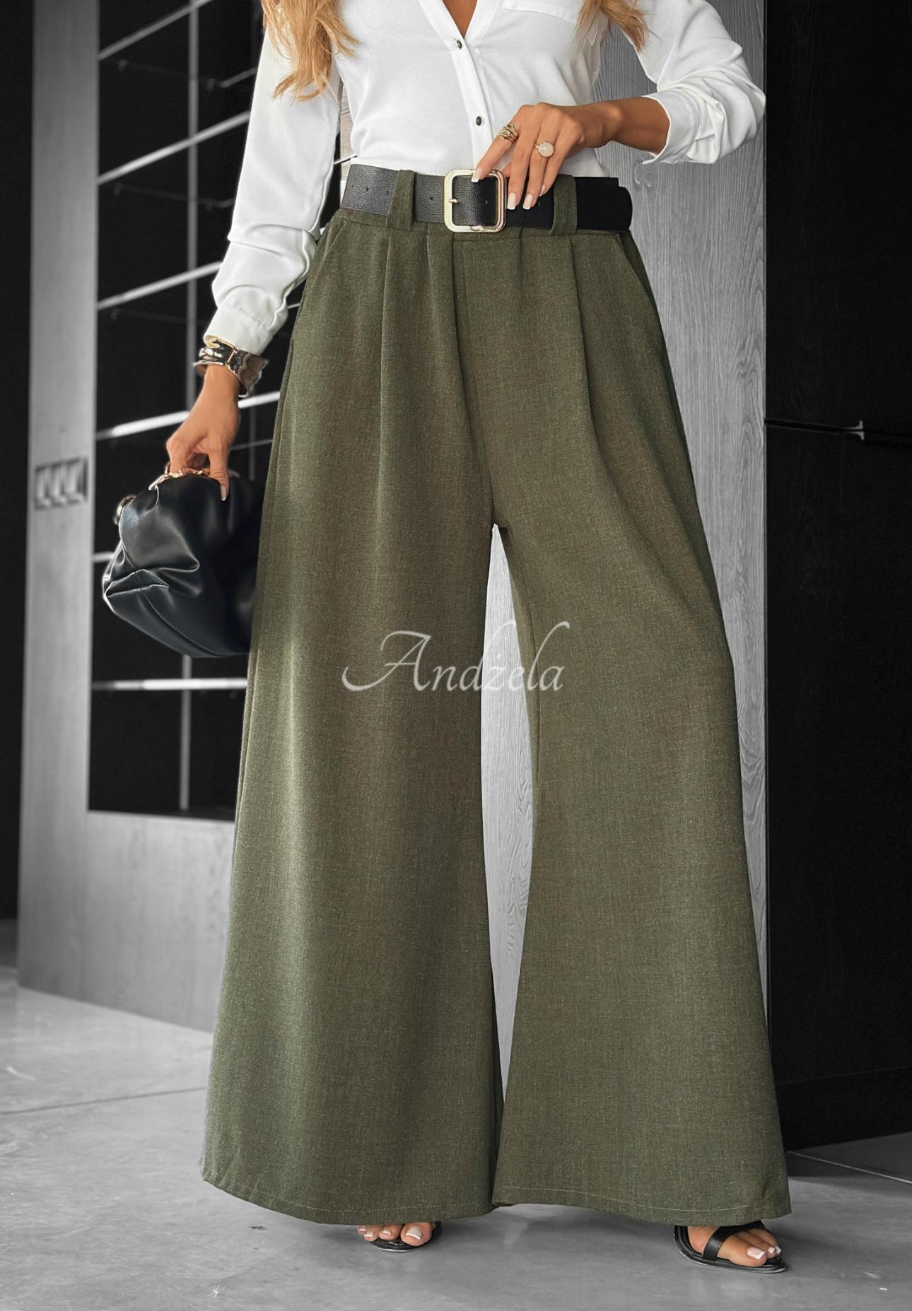 Stoffhose wide leg Need Coffee Khaki