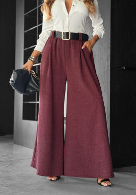 Stoffhose wide leg Need Coffee Burgund