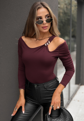 Schulterfreier Body Half True Burgund