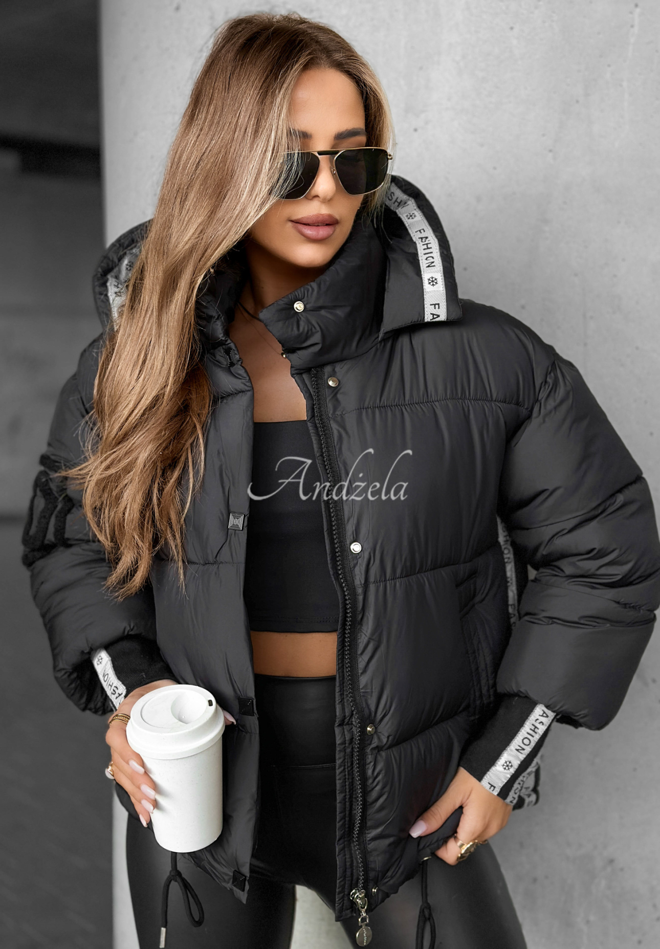 Steppjacke mit Streifen Just Guessing Schwarz