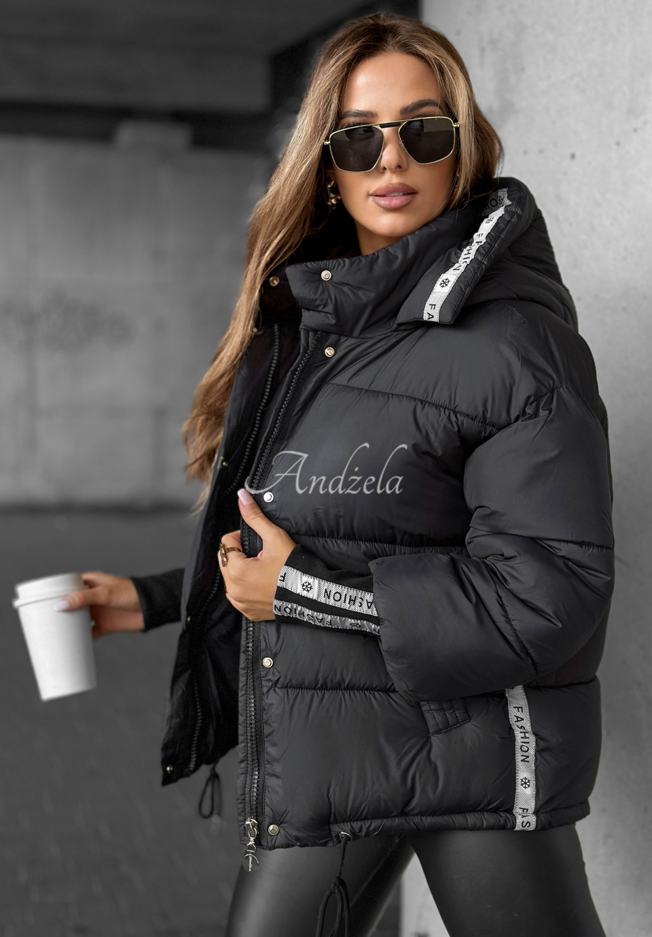 Steppjacke mit Streifen Just Guessing Schwarz