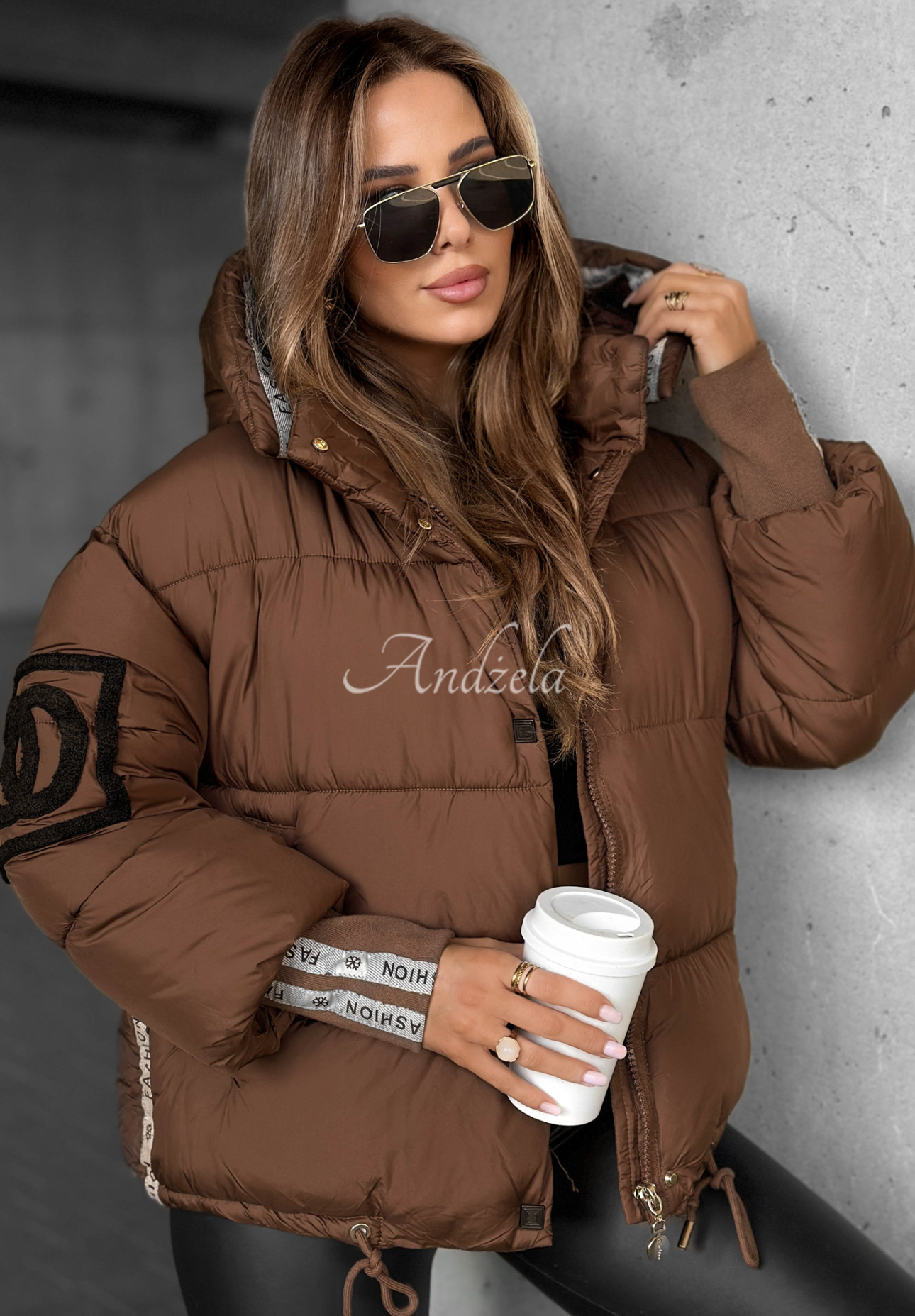 Steppjacke mit Streifen Just Guessing Schokoladenbraun