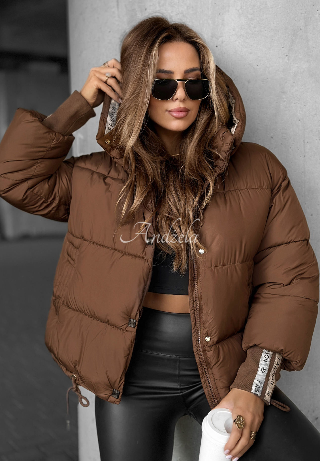 Steppjacke mit Streifen Just Guessing Schokoladenbraun