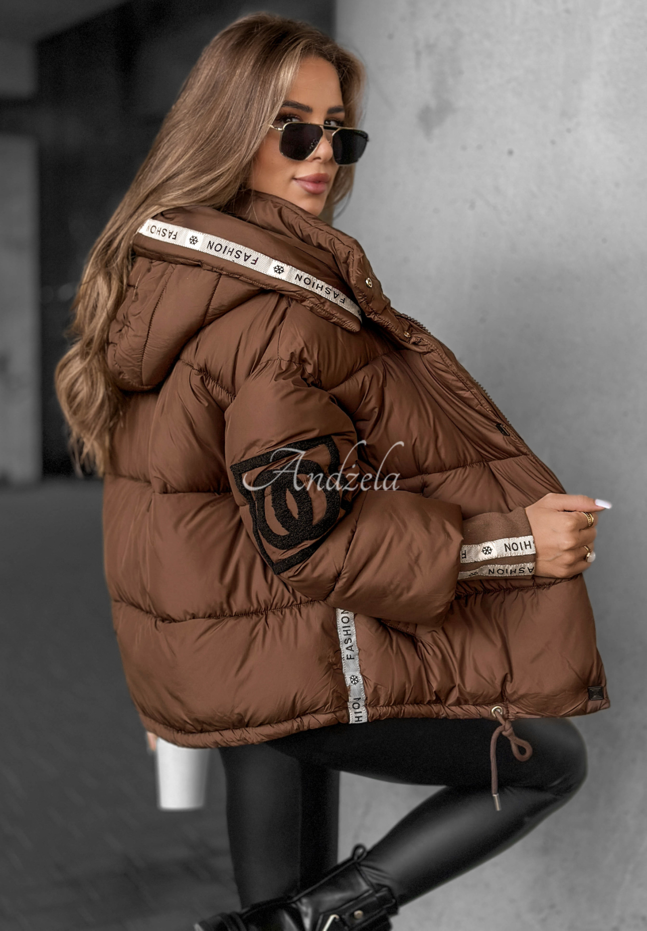 Steppjacke mit Streifen Just Guessing Schokoladenbraun