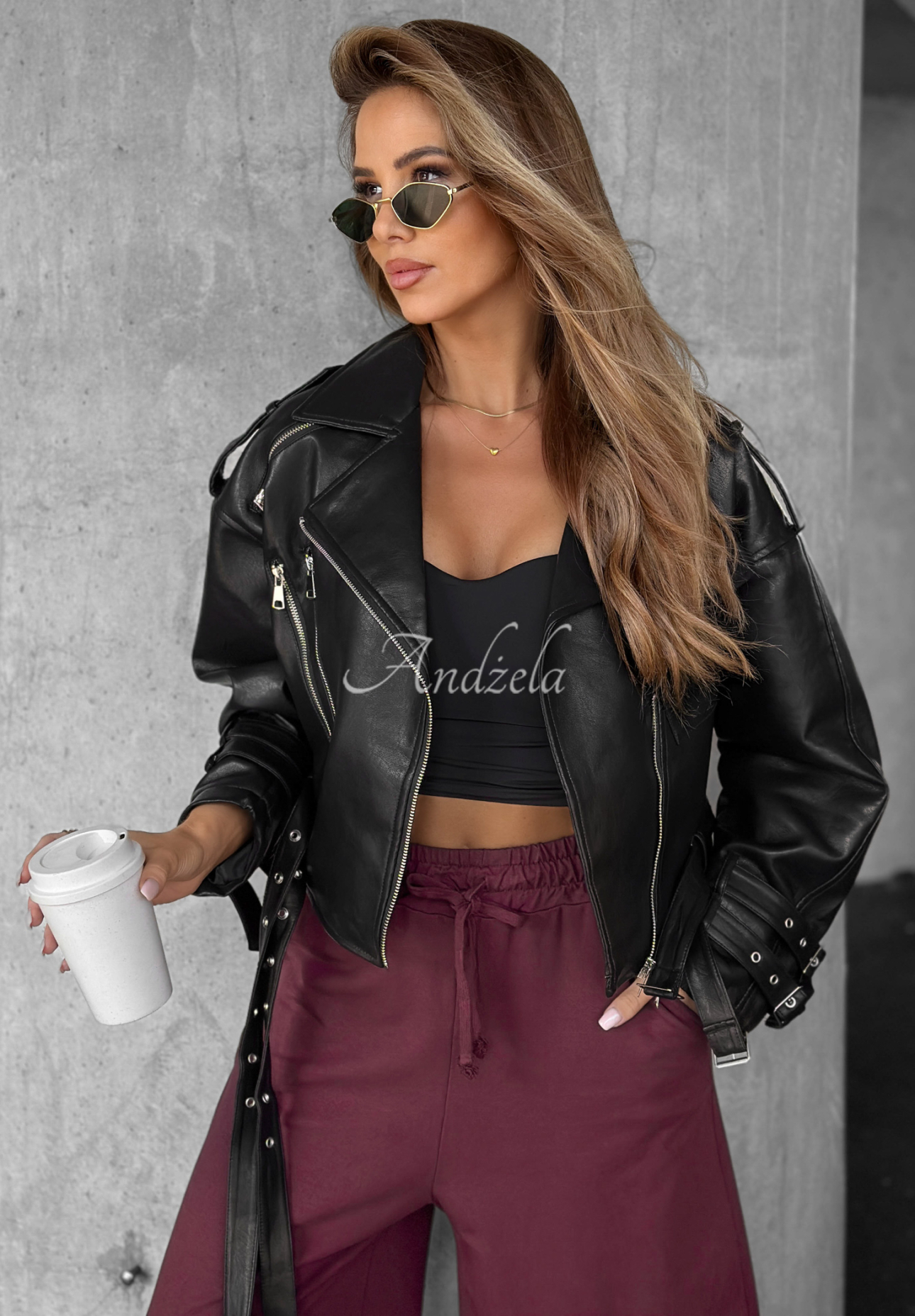 Stoffhose wide leg Trust The Moment Burgund