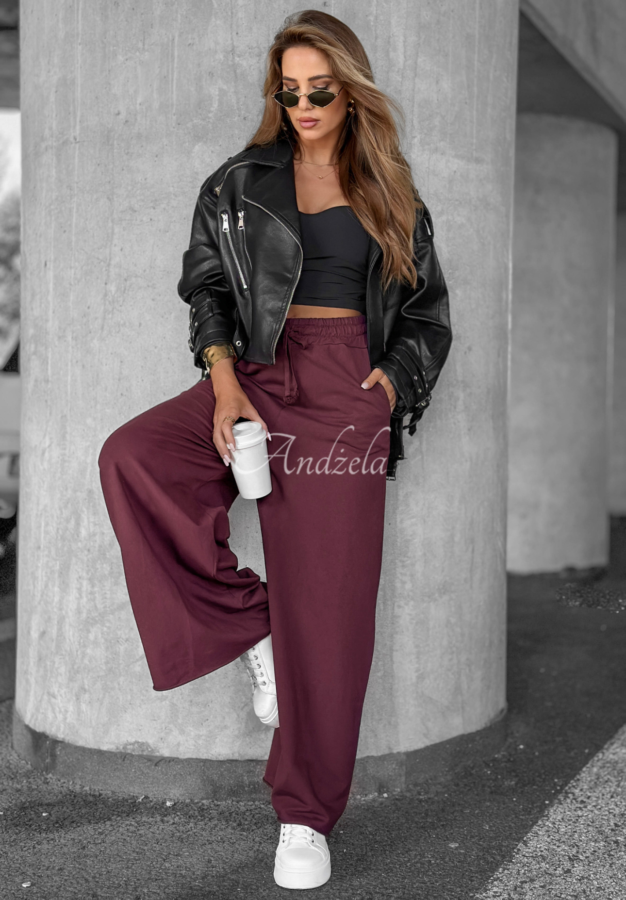 Stoffhose wide leg Trust The Moment Burgund