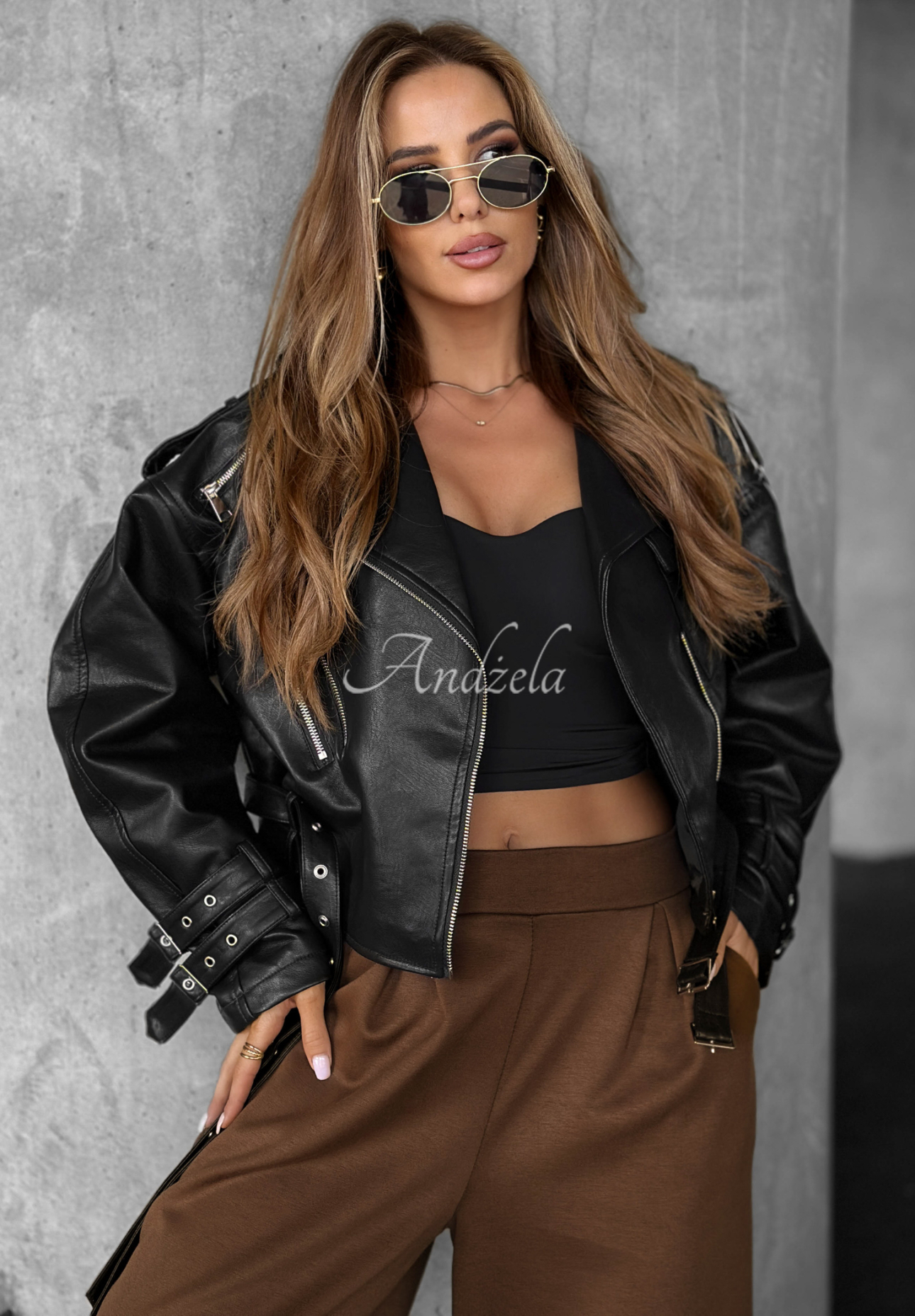 Stoffhose wide leg Listen Me Schokoladenbraun