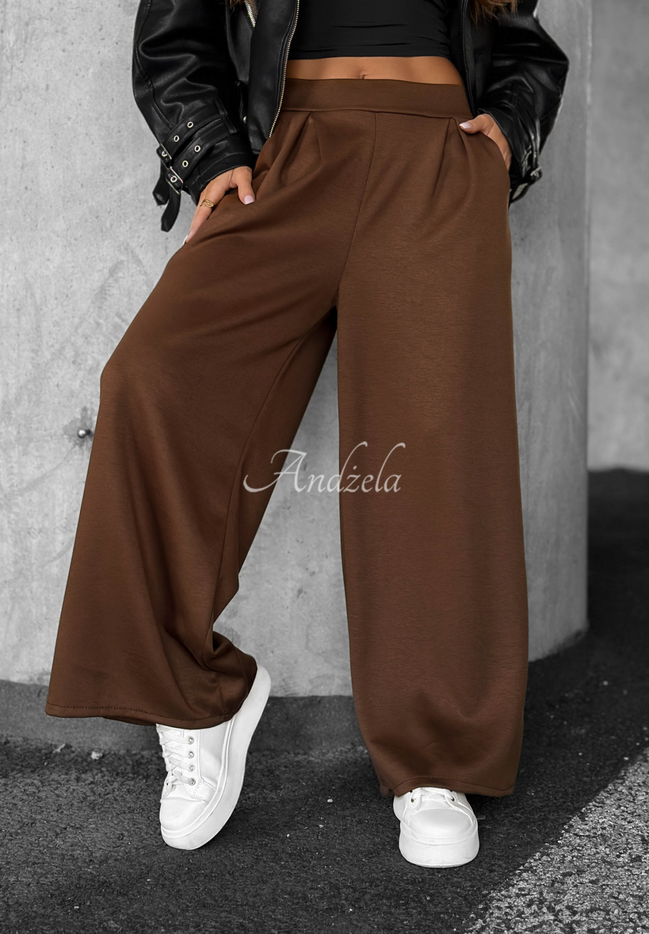 Stoffhose wide leg Listen Me Schokoladenbraun