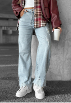 Spodnie jeansowe z przetarciami Unavailable niebieskie