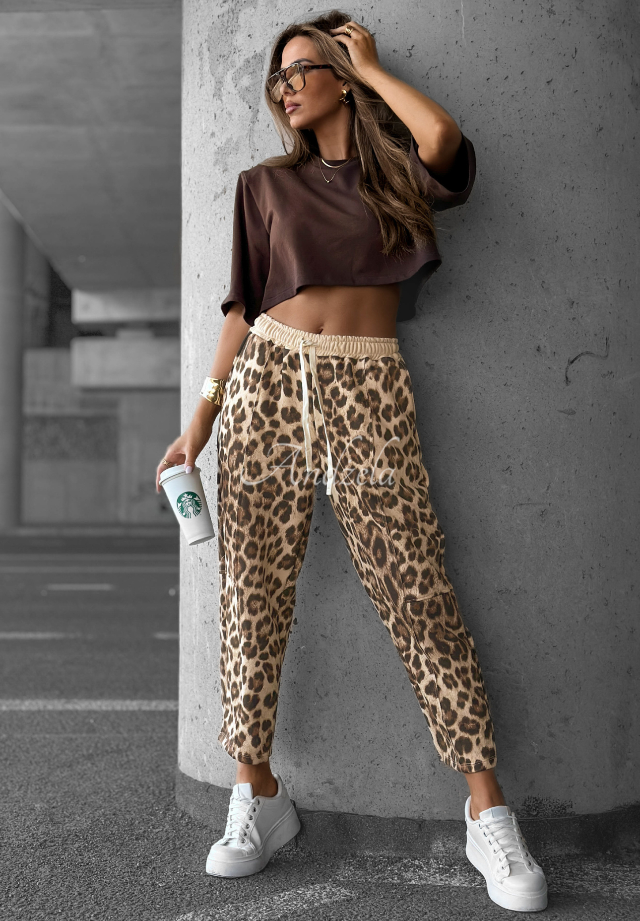 Jogginghose mit Leopardenmuster Under Control Beige