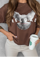 T-Shirt z napisem Reload Schokoladenbraun