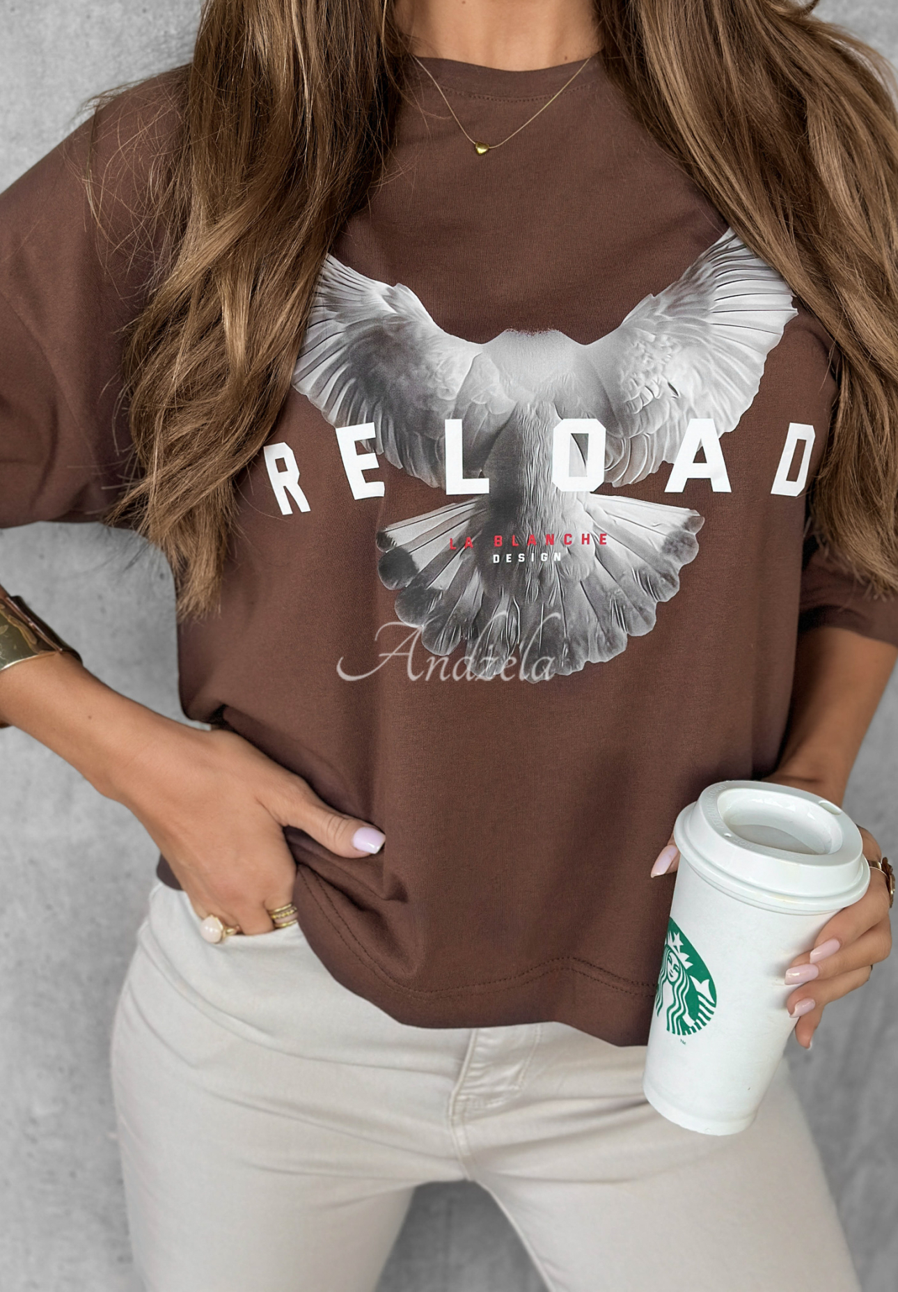 T-Shirt mit Aufdruck Reload Schokoladenbraun