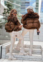 Krótka Pikowana Jacke z futerkiem Mr. Freeze Braun