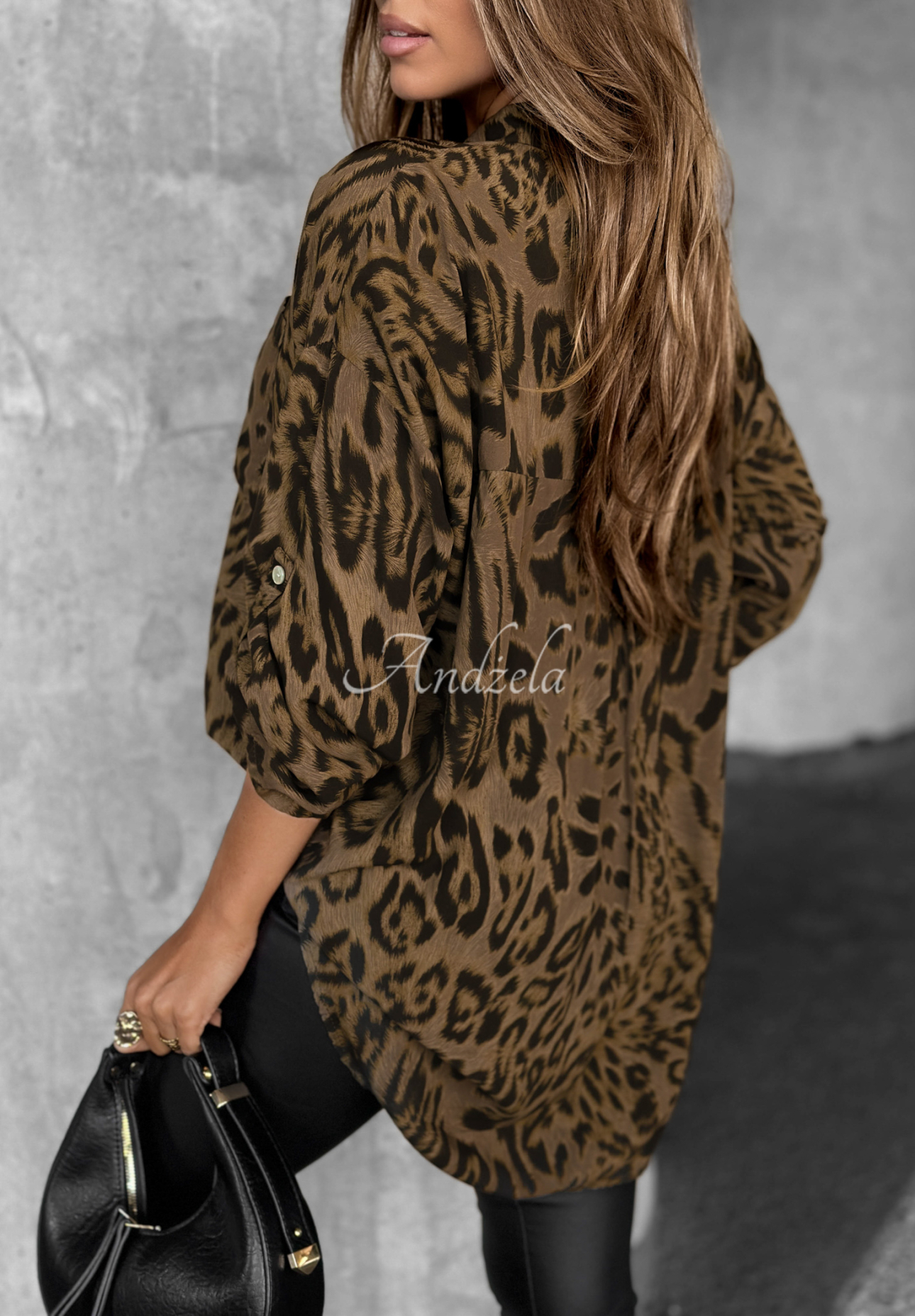 Viskose-Hemd mit Leopardenmuster Redwood City Schokoladenbraun