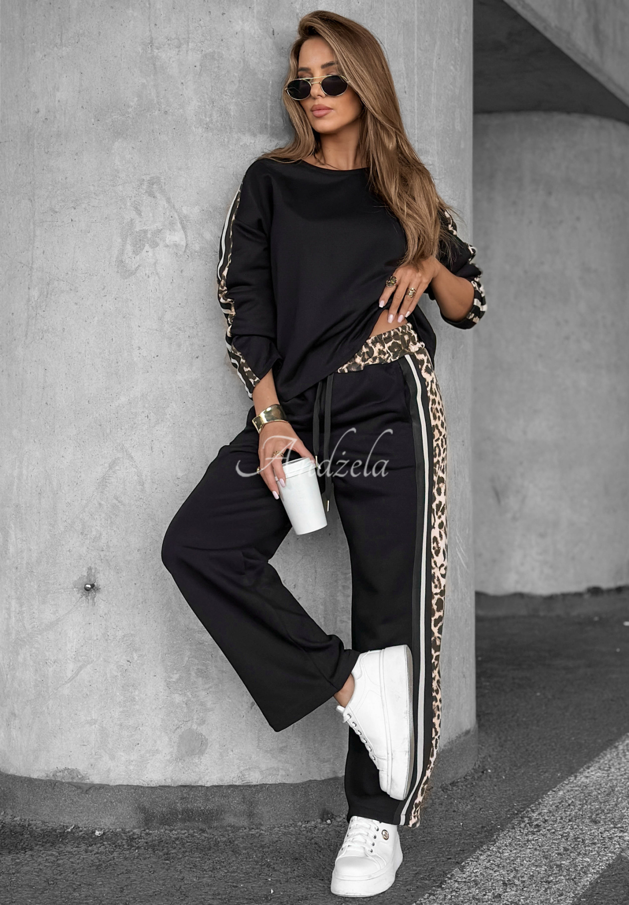 Jogginghose mit Leopardenmuster Leopard Luxe Schwarz