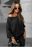 Bluse oversize na jedno ramię Missing Piece Schwarz