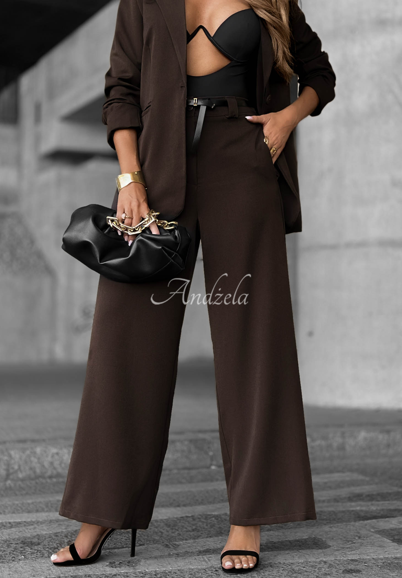 Elegante Hosen wide leg Until You Ask Schokoladenbraun