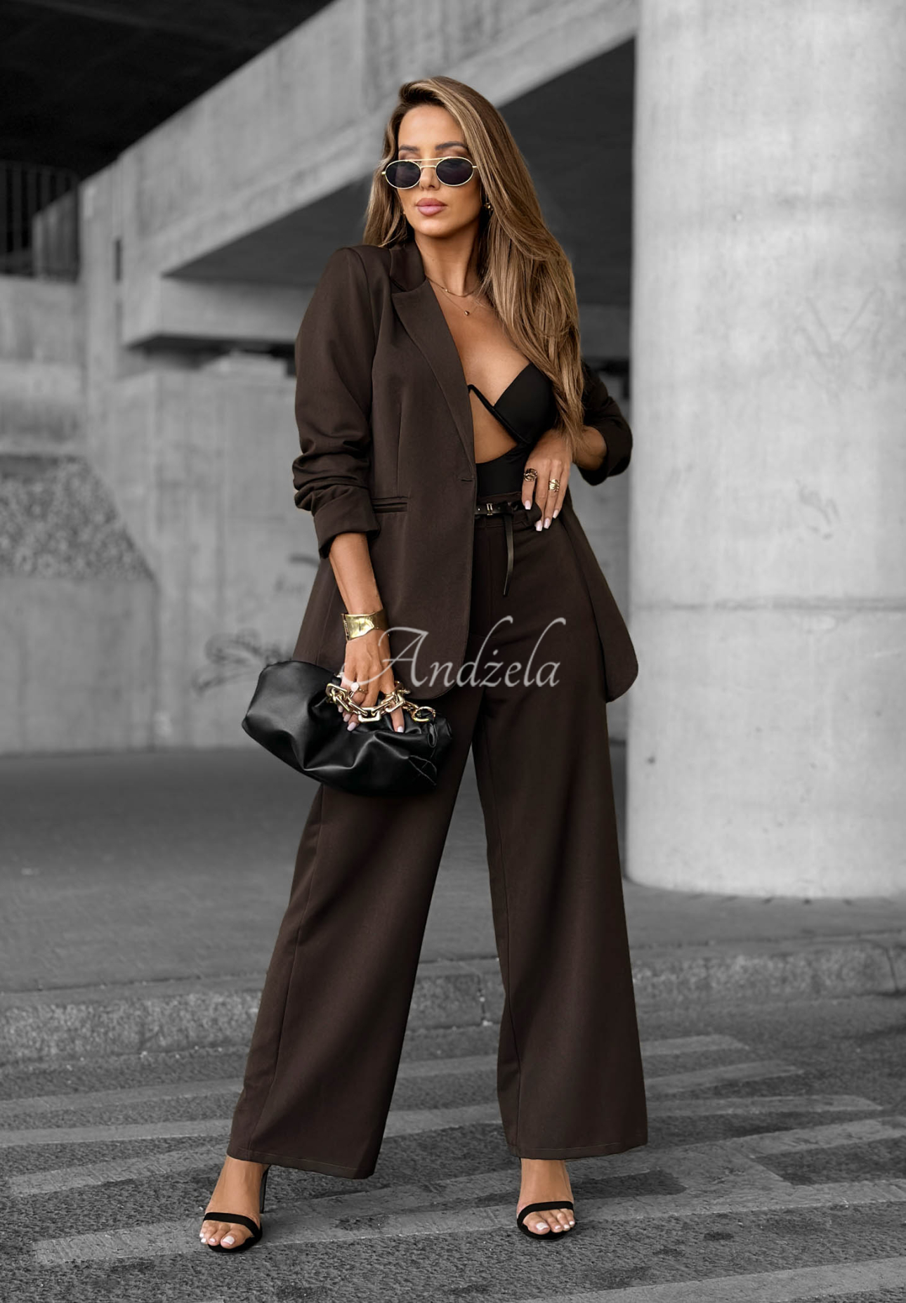 Elegante Hosen wide leg Until You Ask Schokoladenbraun