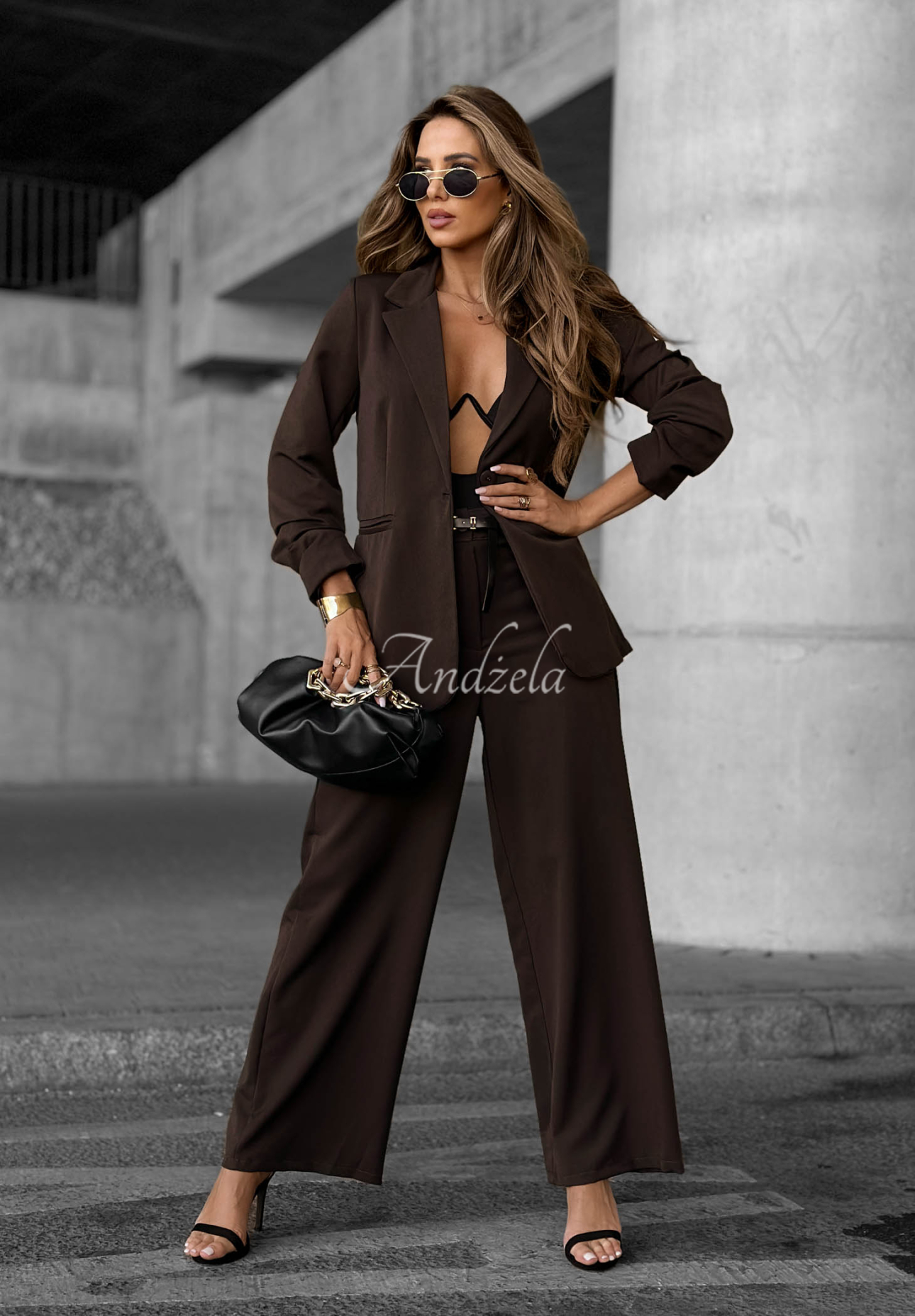Elegante Hosen wide leg Until You Ask Schokoladenbraun