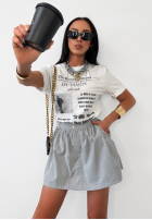 Viskose-T-Shirt mit Aufdruck La Milla The Business Times Weiß
