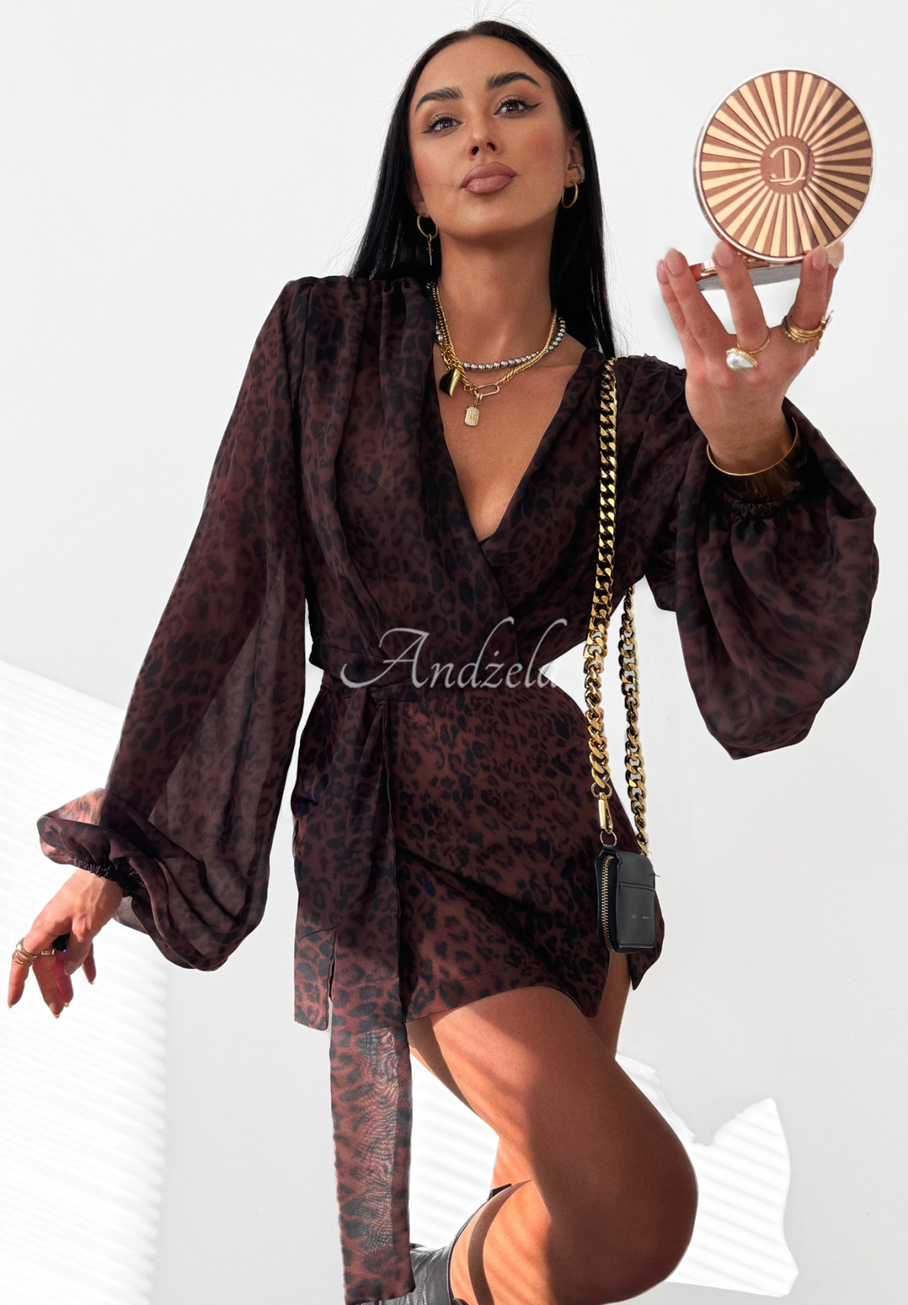 Bluse aus Viskose mit Leopardenmuster La Milla Don’t Text Back Schokoladenbraun