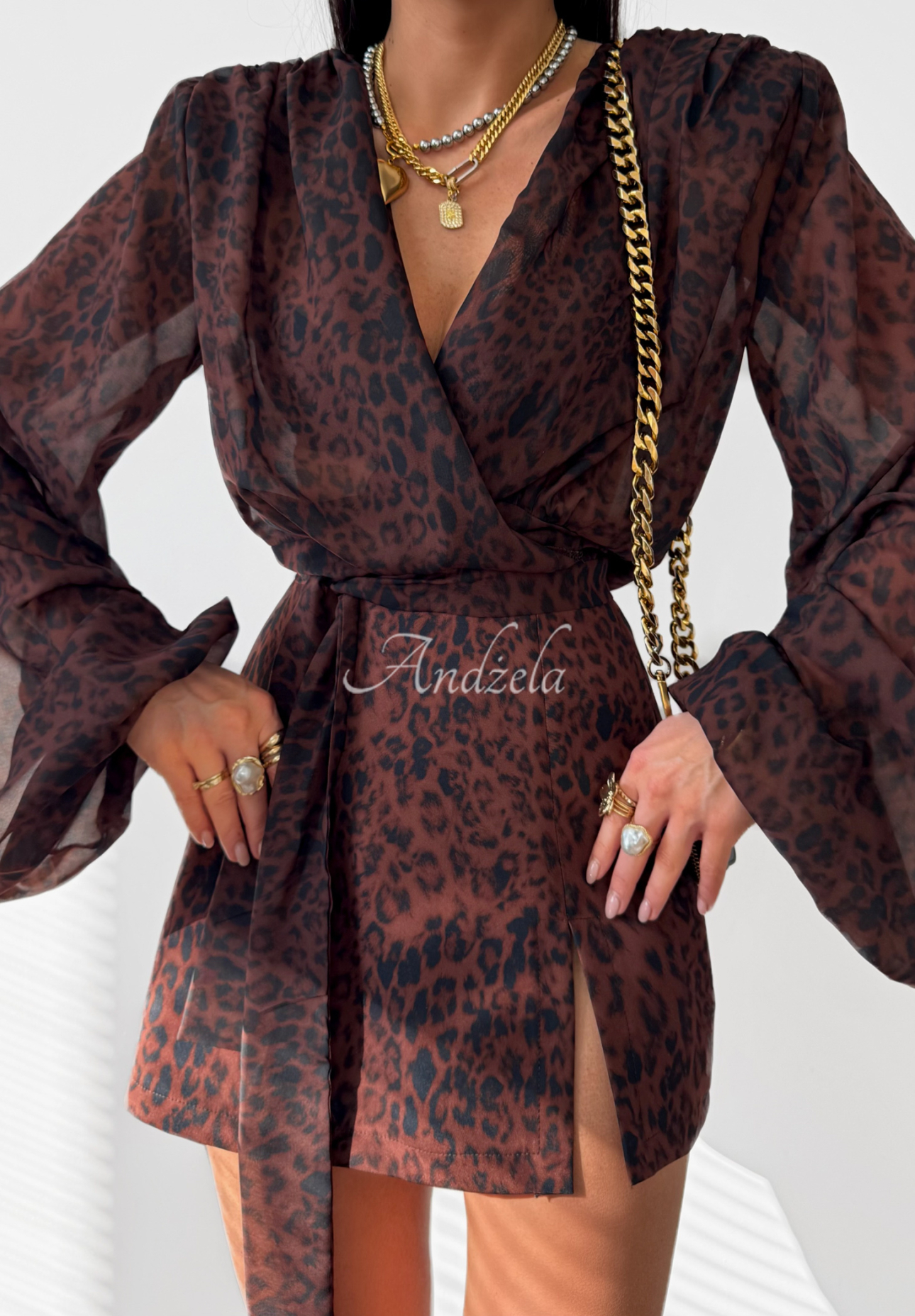 Bluse aus Viskose mit Leopardenmuster La Milla Don’t Text Back Schokoladenbraun