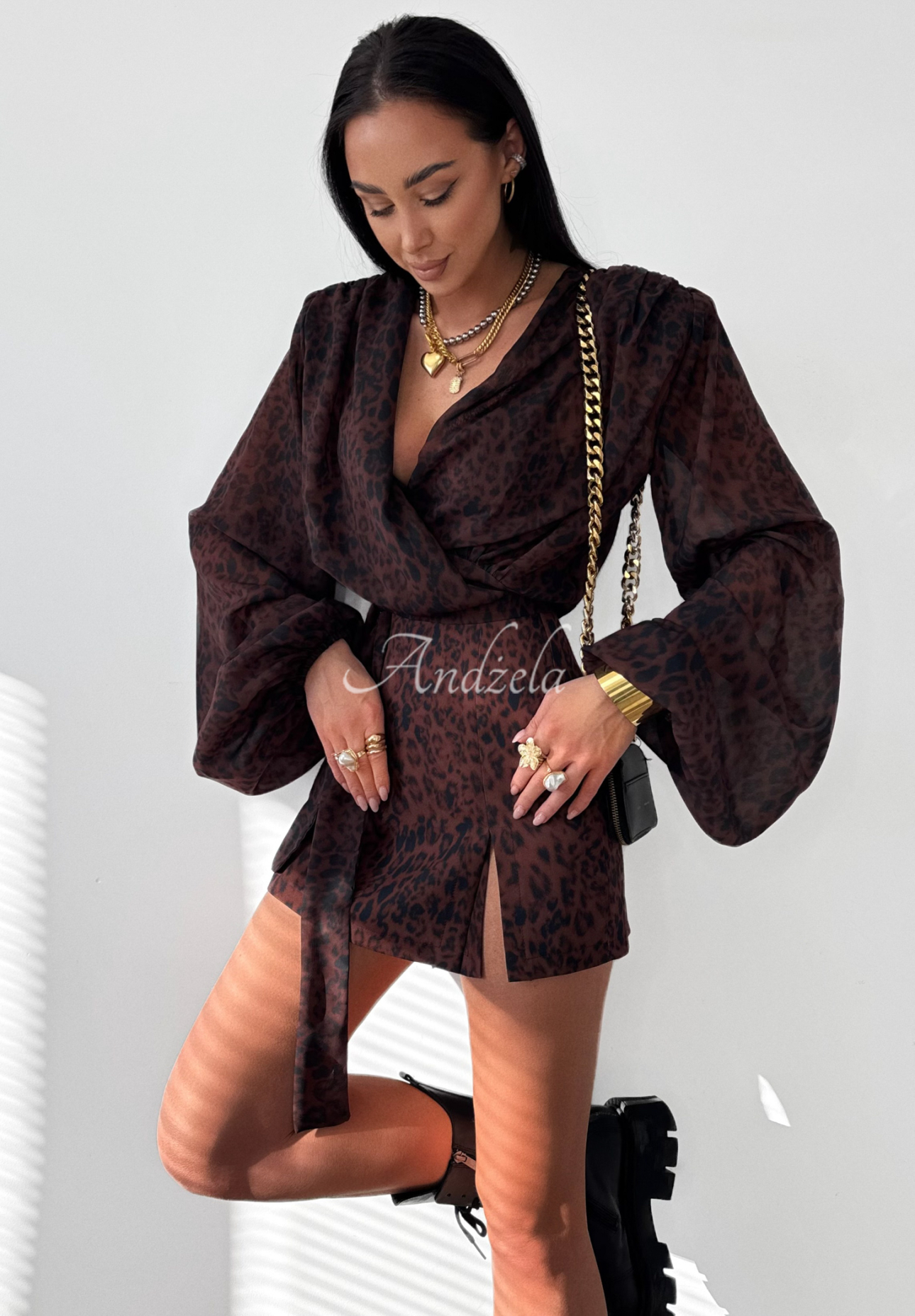 Bluse aus Viskose mit Leopardenmuster La Milla Don’t Text Back Schokoladenbraun
