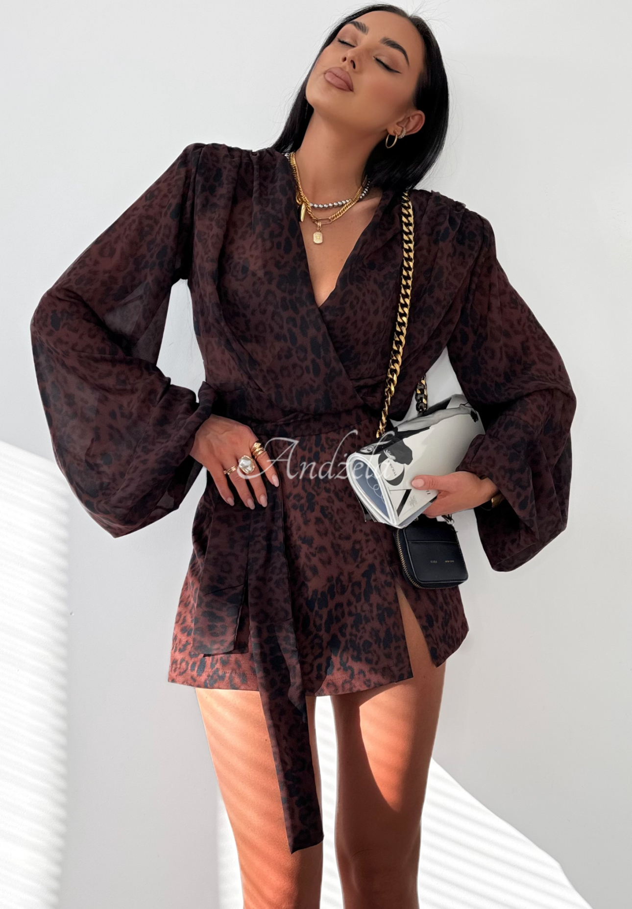 Bluse aus Viskose mit Leopardenmuster La Milla Don’t Text Back Schokoladenbraun