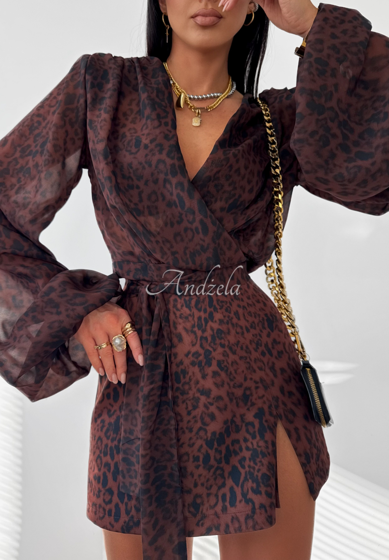 Bluse aus Viskose mit Leopardenmuster La Milla Don’t Text Back Schokoladenbraun