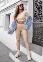 Leggings Aus Lederimitat What’s Your Number Beige