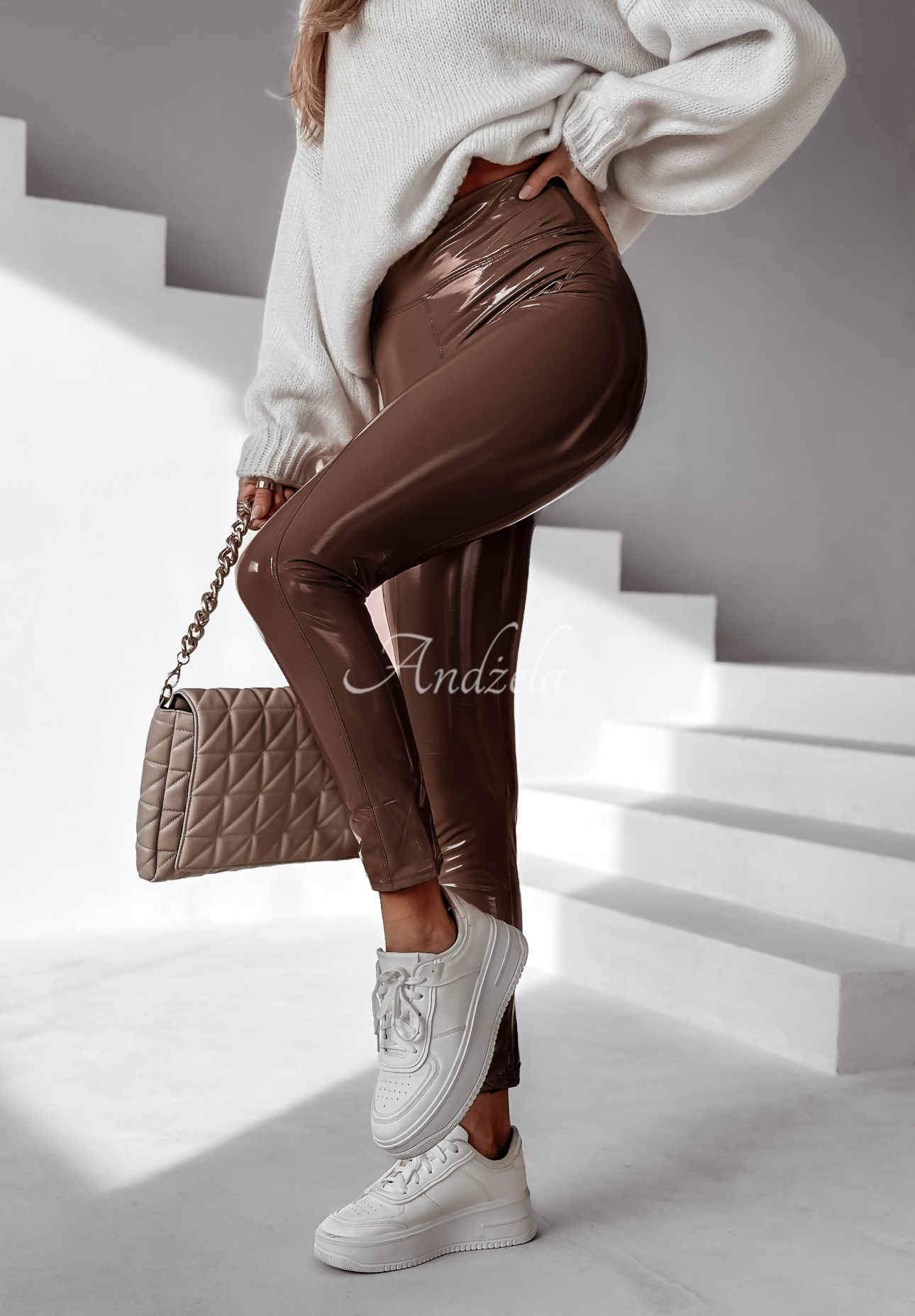 Latex-Leggings I’m Blessed Schokoladenbraun