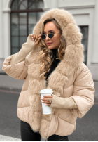 Krótka pikowana Jacke z futerkiem Frosty Horizon Camel
