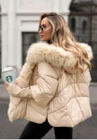 Krótka pikowana Jacke z futerkiem Frosty Horizon Camel