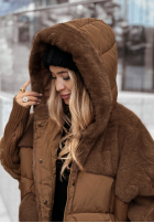 Pikowana Jacke z futerkiem Snow & Pines Camel