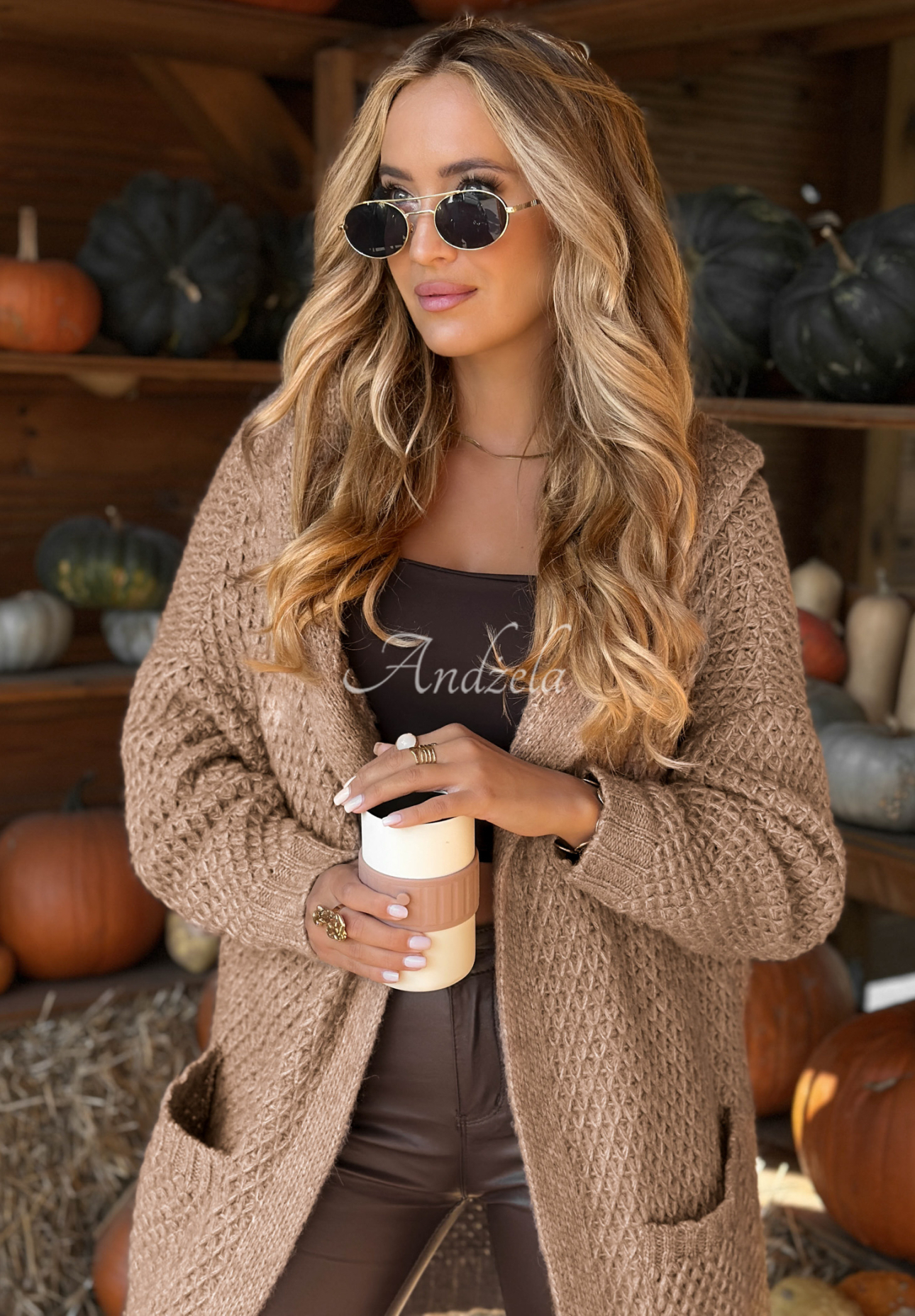 Lange Strickjacke Your Time Is Now Beige