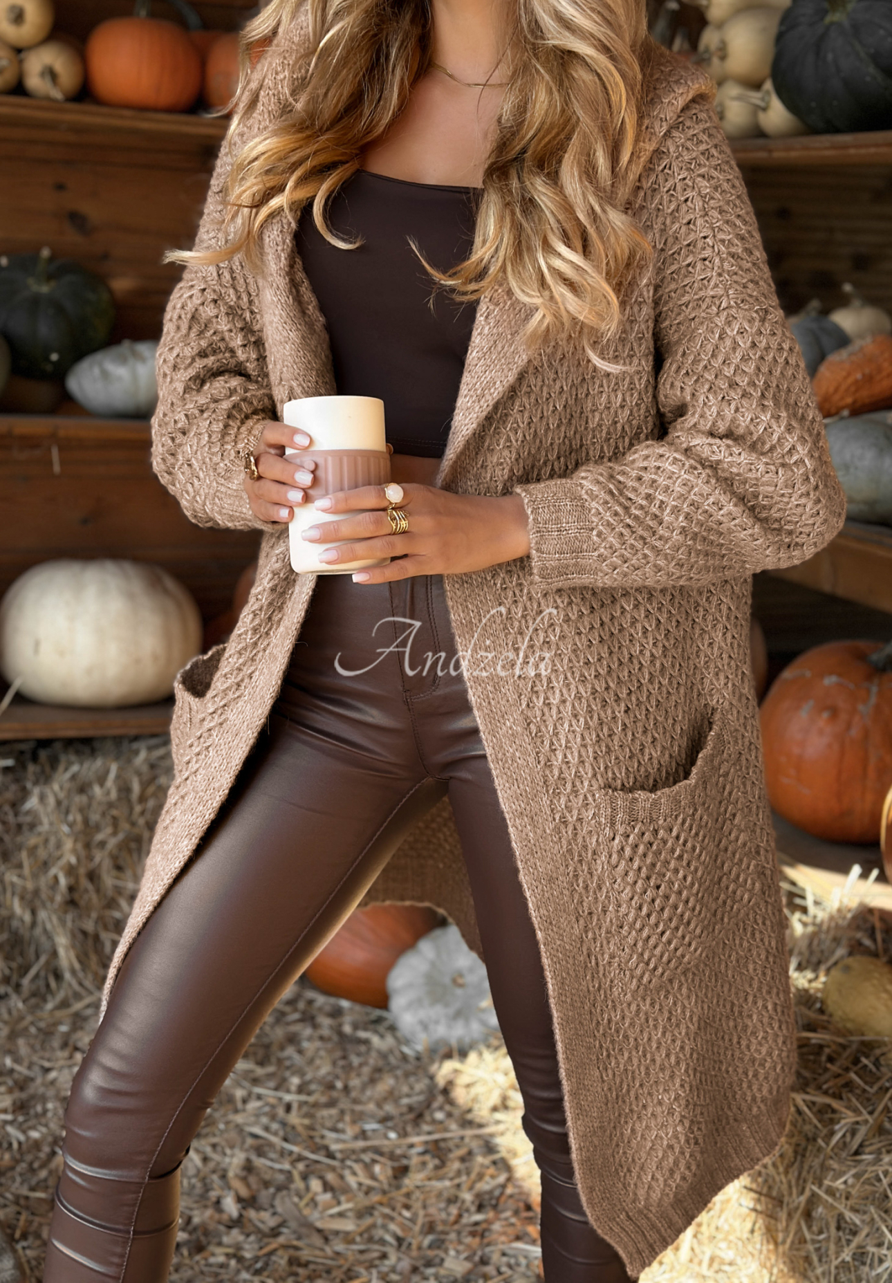 Lange Strickjacke Your Time Is Now Beige