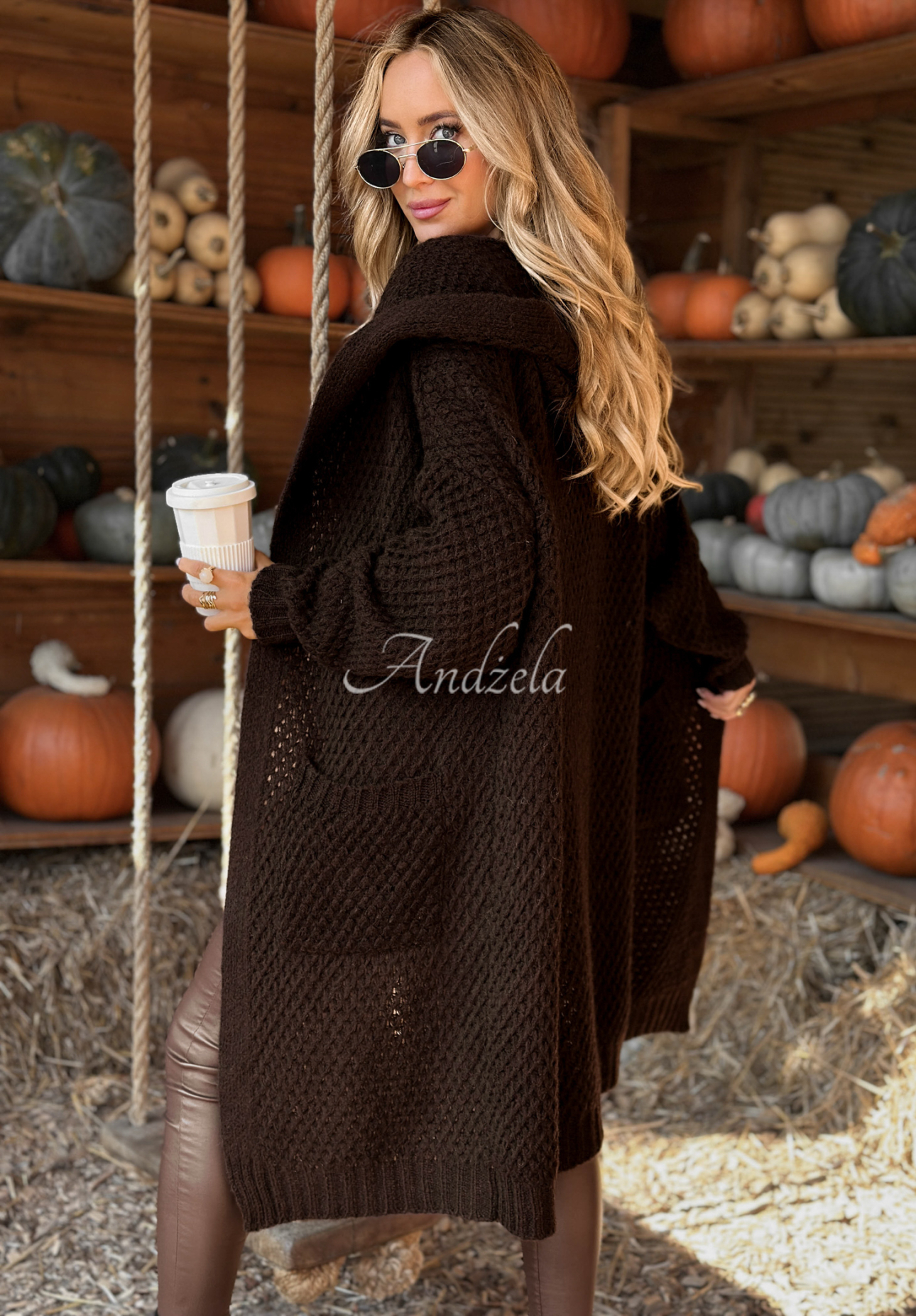 Lange Strickjacke Your Time Is Now Schokoladenbraun