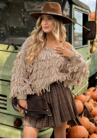 Pullover z frędzlami Told Too Much Beige