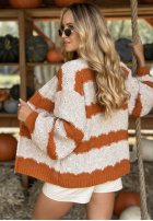 Krótki Cardigan w paski Not Coming Back Beige-Orange