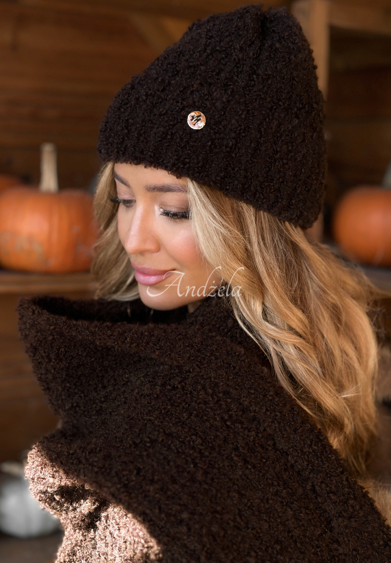 Schal boucle Winter Everywhere Schokoladenbraun