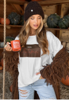 T-Shirt z nadrukiem Hello Autumn Weiß