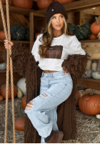 T-Shirt z nadrukiem Hello Autumn Weiß