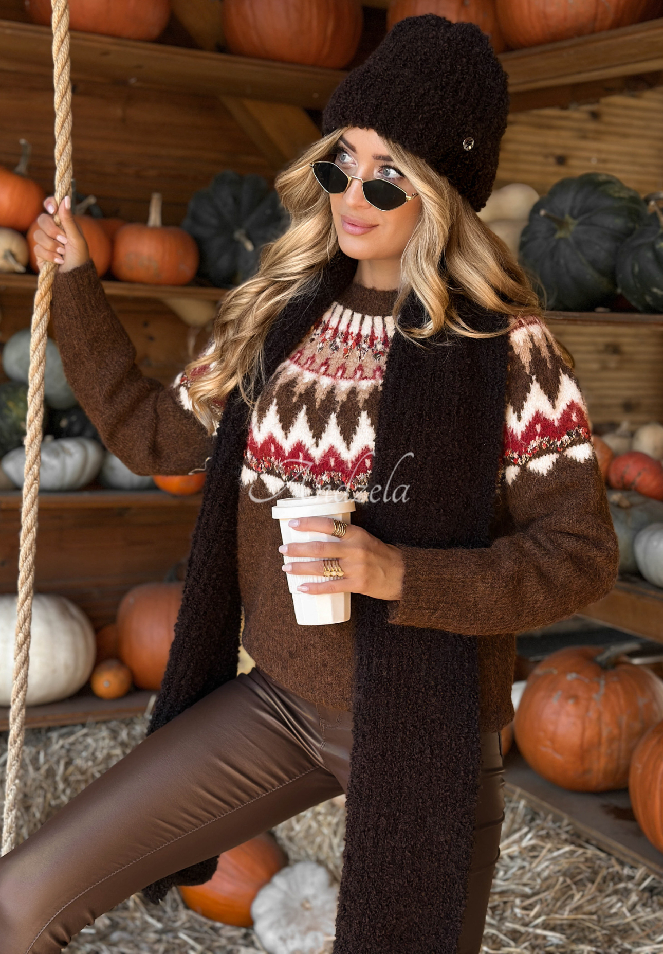 Gemusterter Pullover Lone Pine Schokoladenbraun