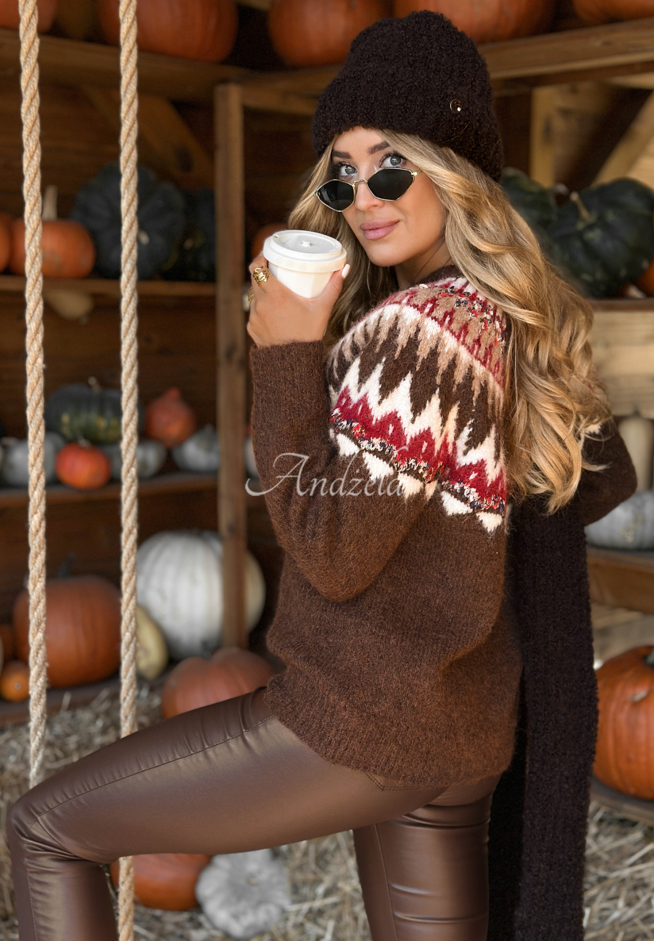 Gemusterter Pullover Lone Pine Schokoladenbraun