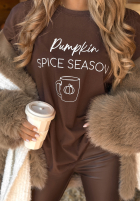 T-Shirt z nadrukiem Pumpkin Spice Season Schokoladenbraun