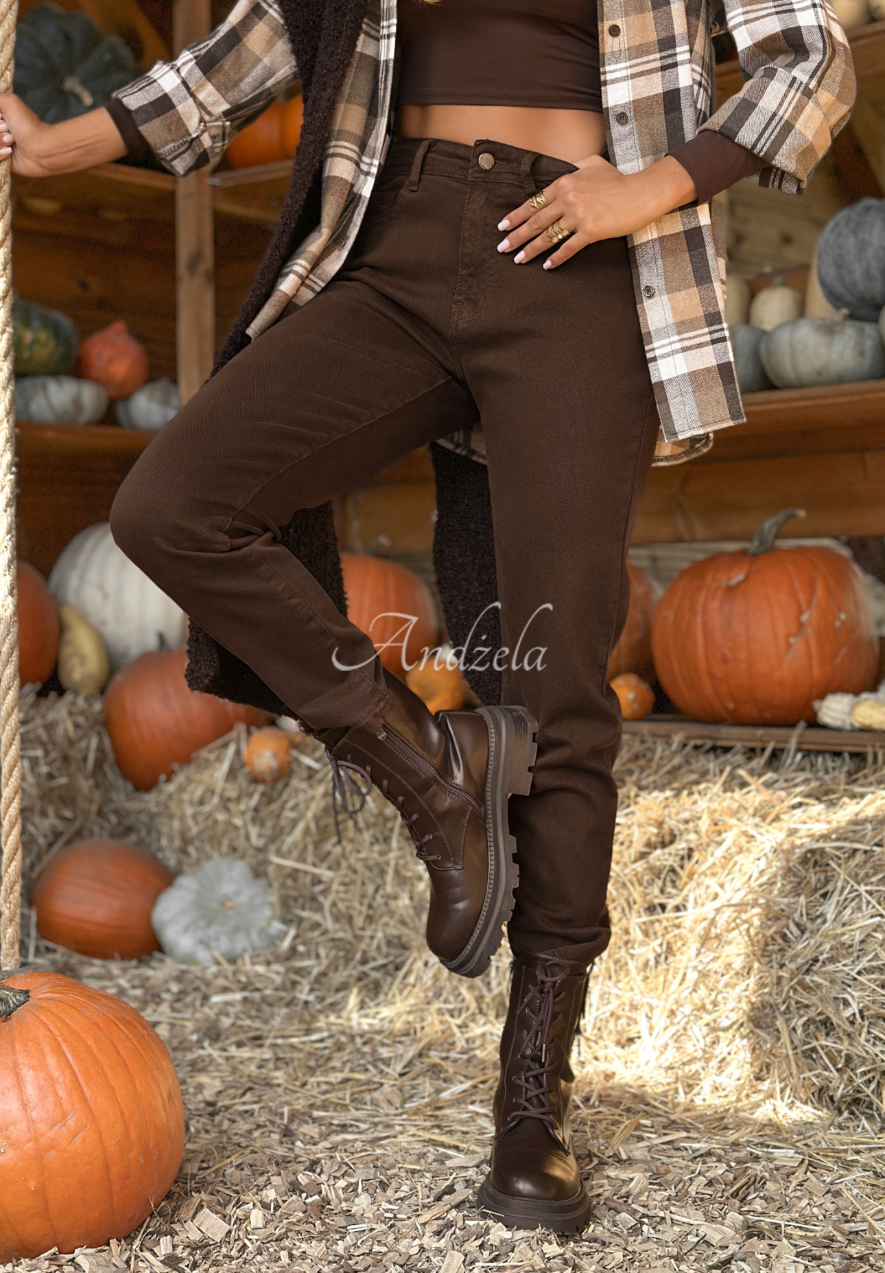Jeanshose mom fit I Said Maybe Schokoladenbraun