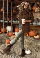 Set 2w1 Pullover i Schal Cinnamon Caffe Latte Schokoladenbraun